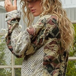 POL Camo Motorcycle Lace Patch Jacket